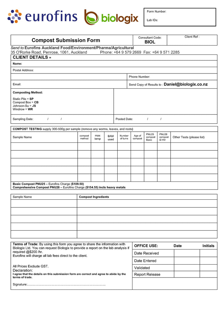 Compost Tracking Form Compost Testing Service – BioLogix